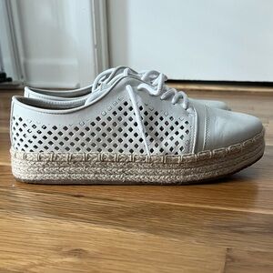 Elegant White Espadrille Lace-Up Shoes